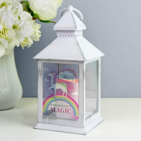 Personalised Unicorn Frost White Lantern Extra Image 3